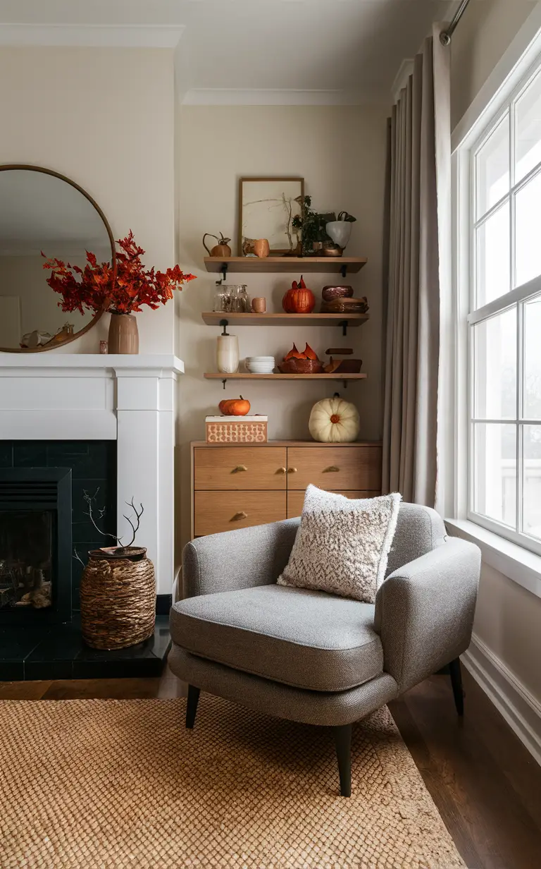 fall home decor, autumn inspired living room, cozy bedroom design, rustic fall decorations, warm autumn hues