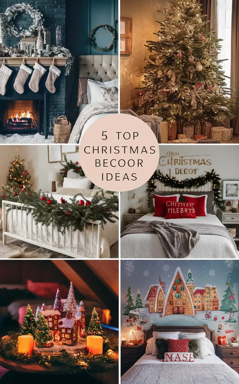 Christmas bedroom decoration ideas, Christmas bedroom decor, Holiday bedroom decor, Cozy Christmas bedroom, Festive bedroom decoration