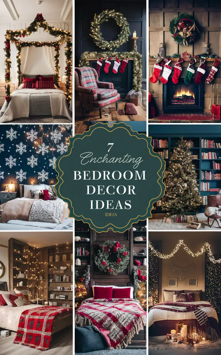 Christmas bedroom decor ideas, festive bedroom decorations, holiday bedroom themes, cozy winter bedroom, elegant Christmas bedroom