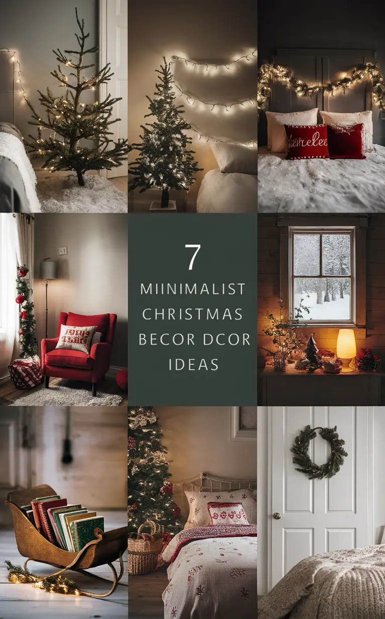 christmas bedroom decor, holiday bedroom ideas, festive bedroom decorations, cozy bedroom design, modern Christmas room