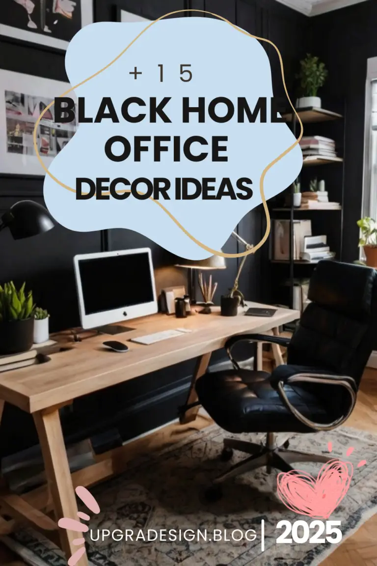 A stylish black home office with warm lighting, minimal furniture, and cozy accents, showcasing 2025 décor trends.