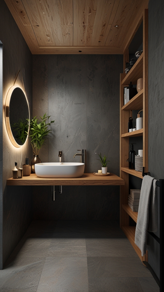 Compact Japandi, Bathroom I,nterior for Small Spaces