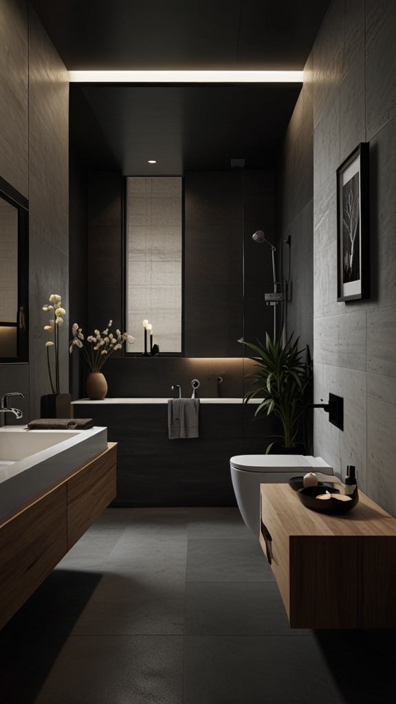 Monochrome, Themes in ,Japandi ,Bathroom Interiors