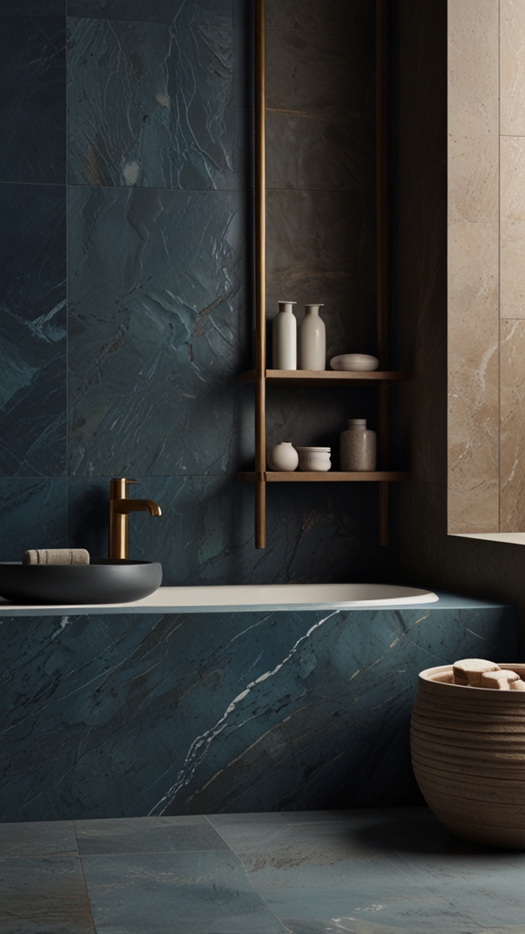 Stone and Ceramic, Textures in Japandi ,Bathroom ,Interiors