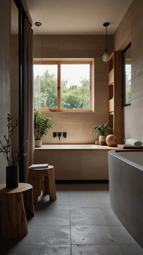 Subtle Japanese, and Scandinavian Fusion in ,Japandi Bathroom Interiors