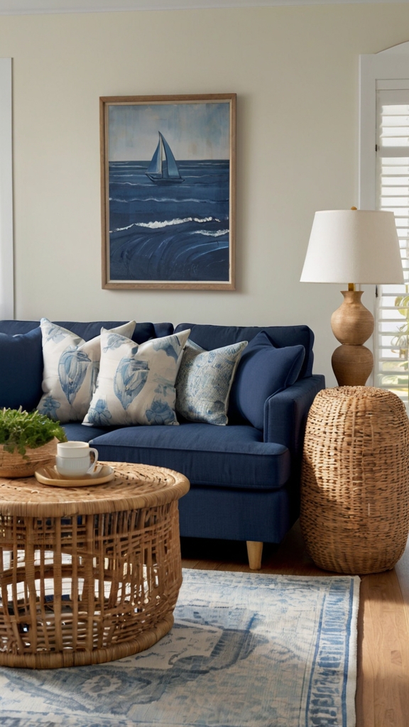 Coastal Vibes for a Relaxed Look,blue couch living room

 remodel ,navy blue couch

 ,2025 blue sofa living room ideas 