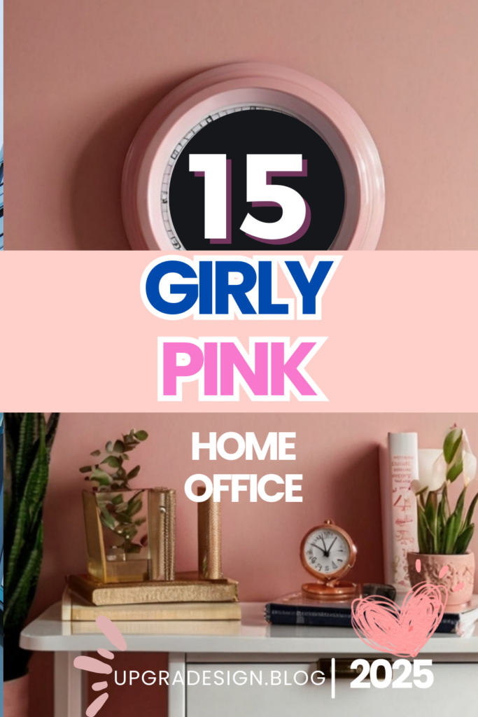 Pink home office decor, Feminine office design, Stylish home office furniture, Chic office accessories, Modern pink office design