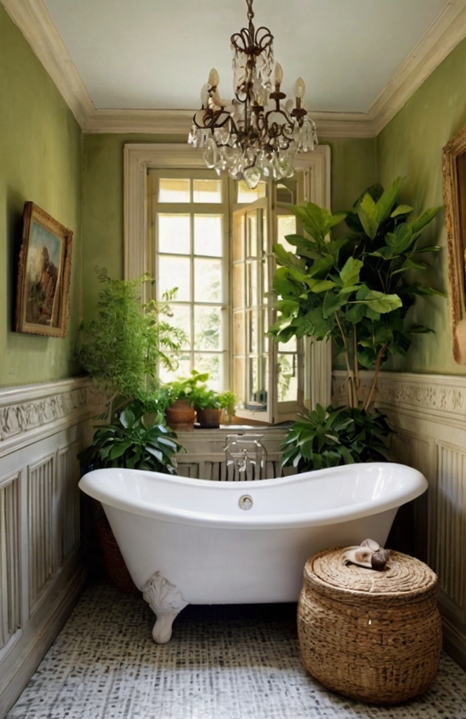 Greenery and Fresh Plants in French Country Bathrooms