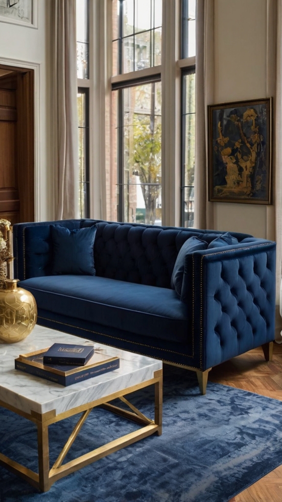 Luxurious Velvet Navy Blue Couch,
blue couch living room

 remodel ,navy blue couch

 ,2025 blue sofa living room ideas 