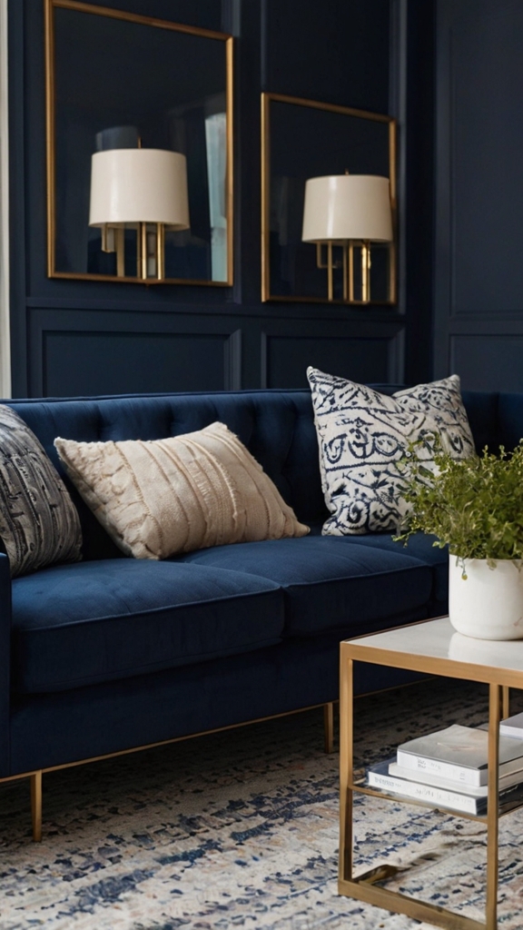 Navy Blue Couch with Minimalist Decor ,blue couch living room

 remodel ,navy blue couch

 ,2025 blue sofa living room ideas 