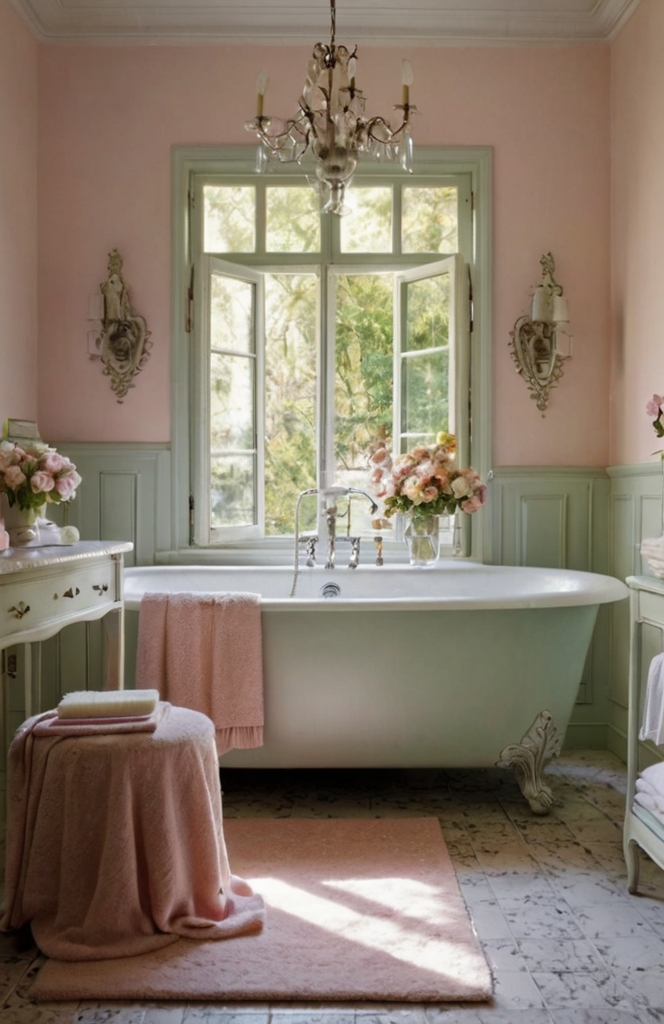 Pastel Accents for a Refreshing French Country Bathrooms