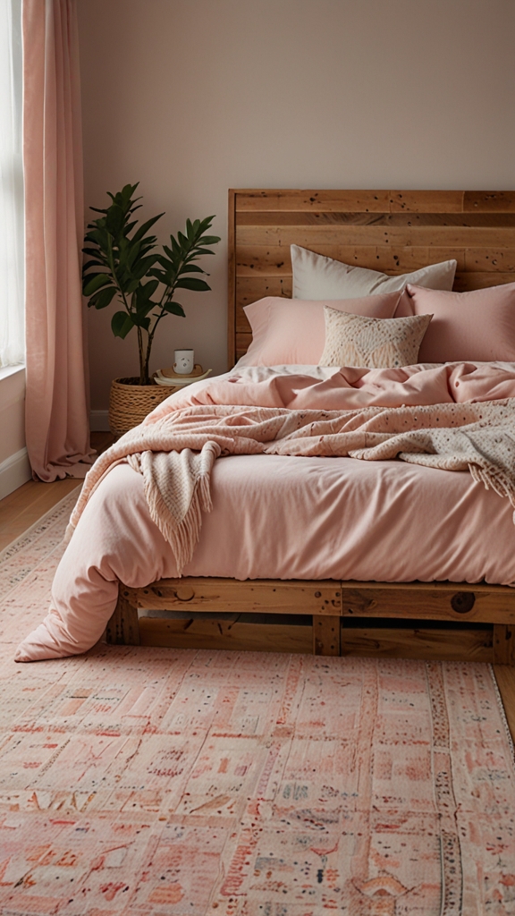 
new pink boho bed design, modern bed design, modern bedroom designs, modern wood bed frame,modern bedroom, 