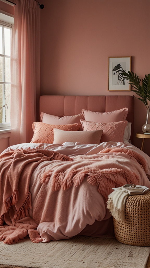 
new pink boho bed design, modern bed design, modern bedroom designs, modern wood bed frame,modern bedroom, 