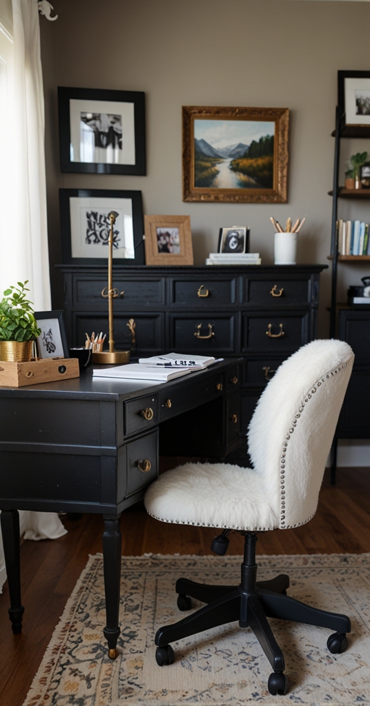 Black iron sw desk, Home office decor, Focus inspiration, Stylish desk setup, Productivity workspace