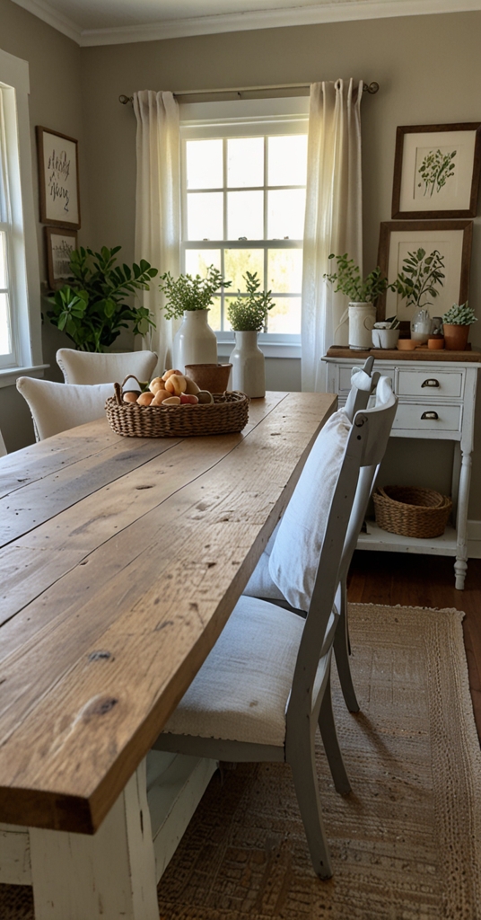 Farmhouse office decor, Home office renovation, Natural linen paint, Productivity workspace design, Scandinavian office interior