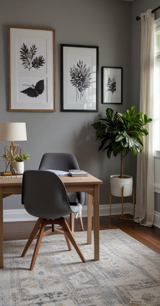 Repose Gray paint, home office design, interior painting, home decor, office makeover