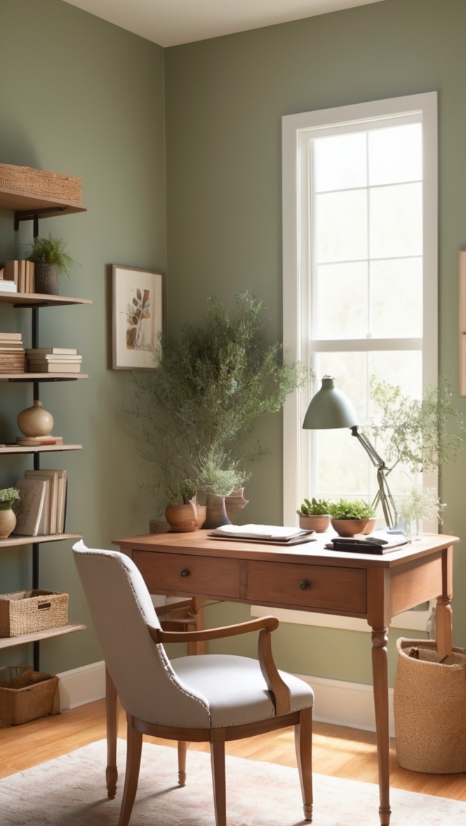 thyme decoration, organic office decor, home office warmth, interior design ideas, natural home office