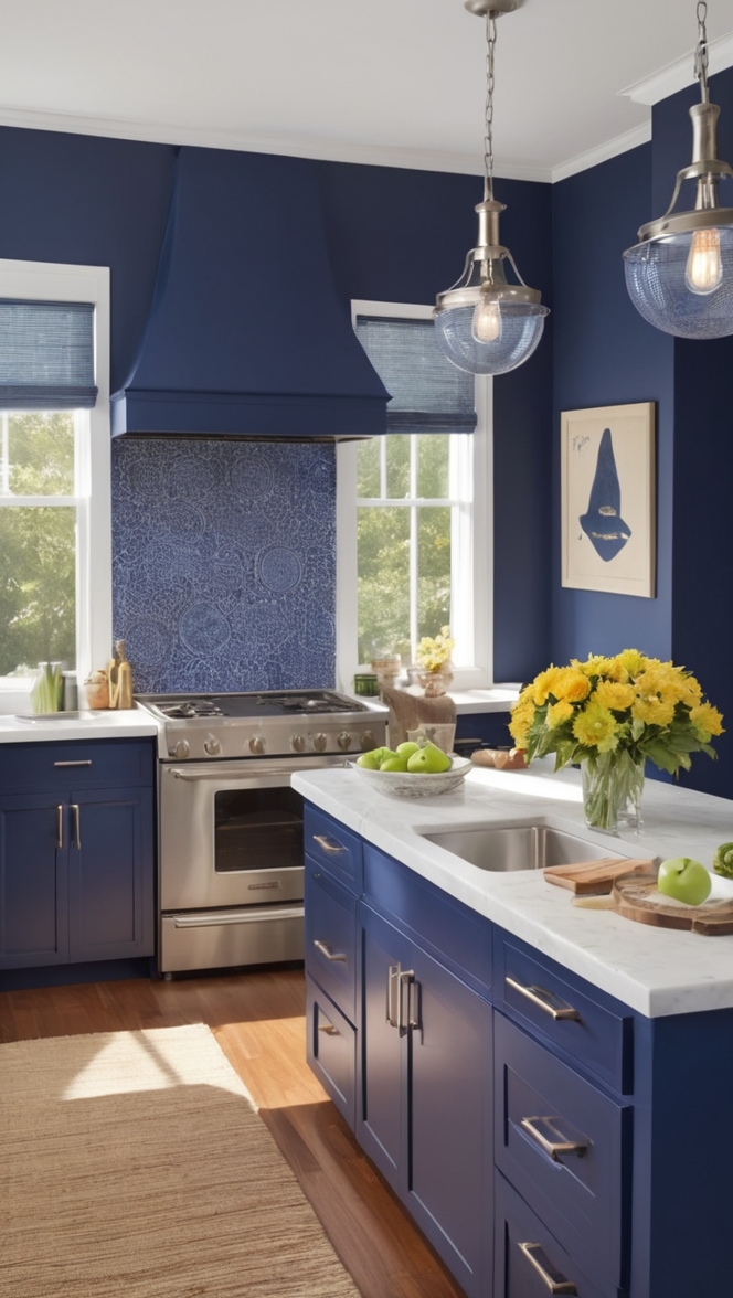 navy blue kitchen decor, navy kitchen ideas, navy blue kitchen cabinets, navy blue kitchen accessories, navy kitchen decor