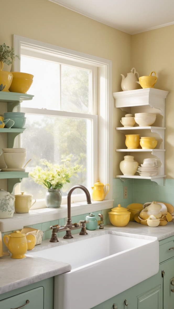 Vintage kitchen decor, Antique kitchen accessories, Retro kitchen design, Classic kitchen accents, Rustic kitchen decorations