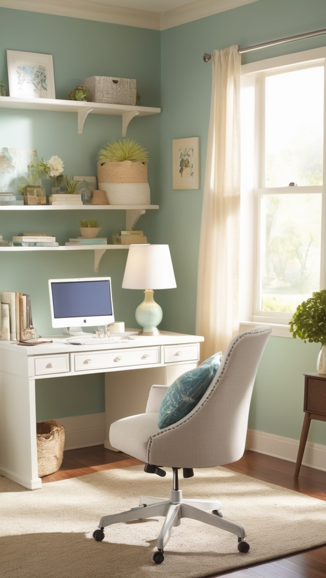 home office furniture, comfortable desk chair, ergonomic work setup, cozy office decor, productive workspace