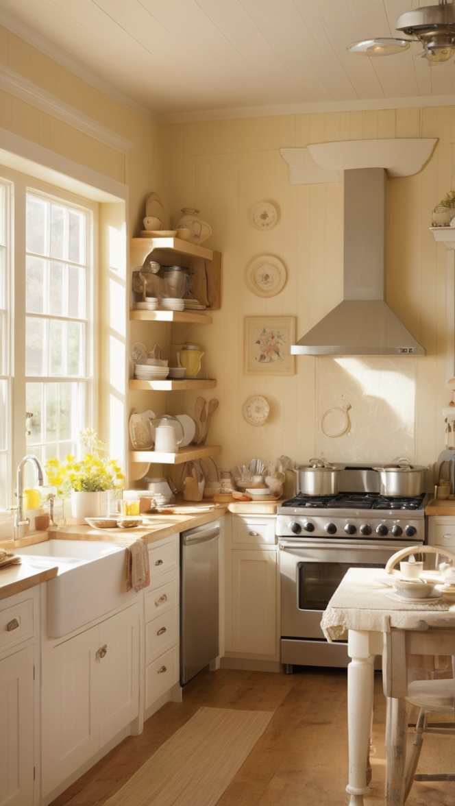 cozy farmhouse kitchen, rustic cottage kitchen, country cottage kitchen, quaint cottage kitchen, charming cottage kitchen