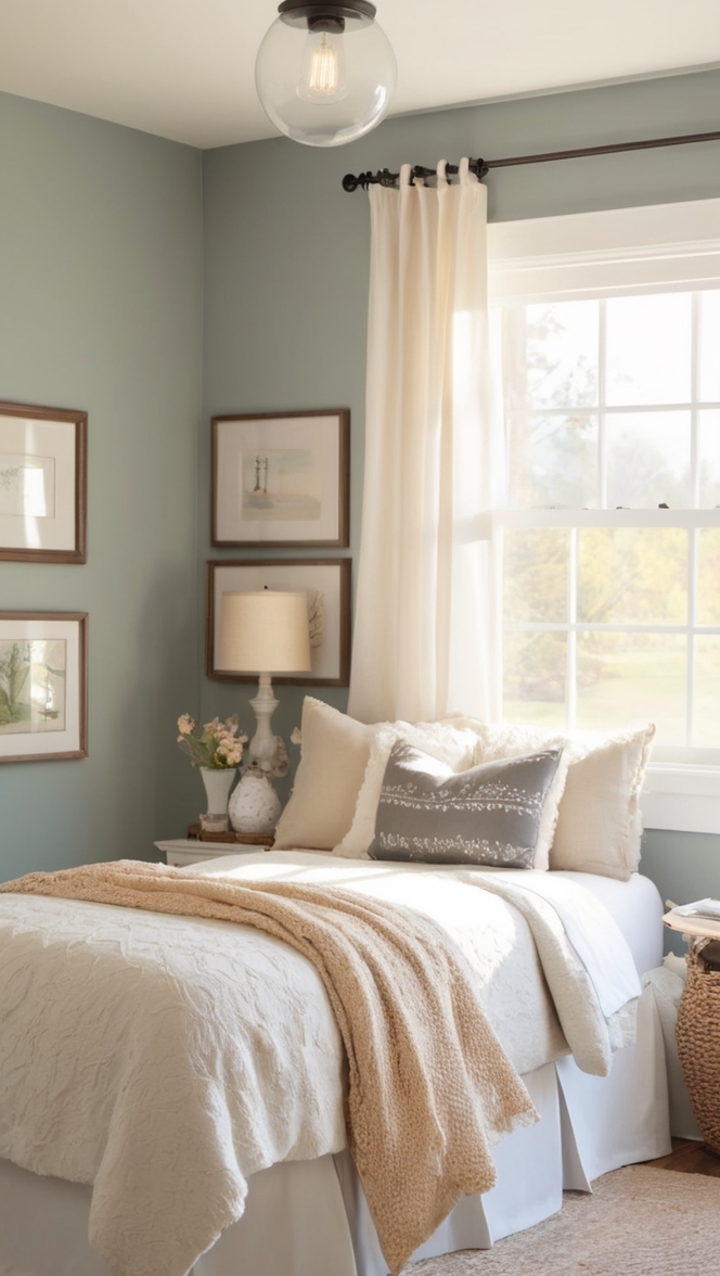 farmhouse decor, rustic bedroom, cozy home, vintage bedding, country style