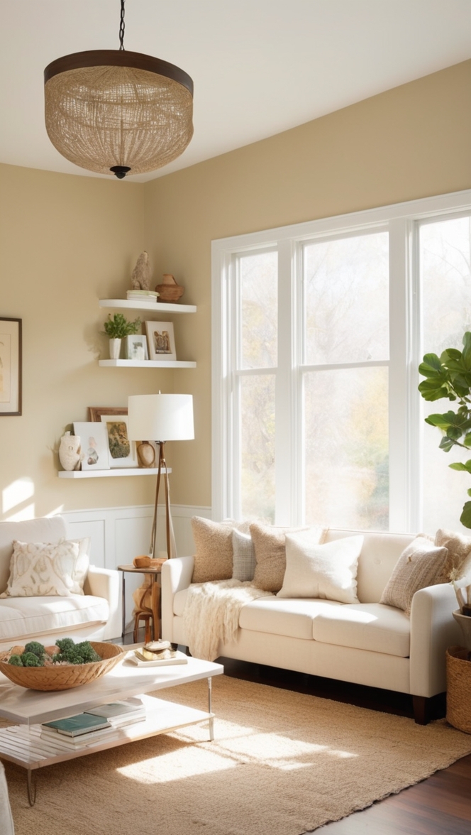 cozy living room decor, modern minimalist furniture, Scandinavian design, minimalist home accessories, simple living room layout