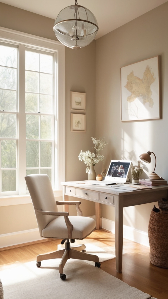 cozy office decor, home office design, workspace organization, modern office furniture, stylish office accessories