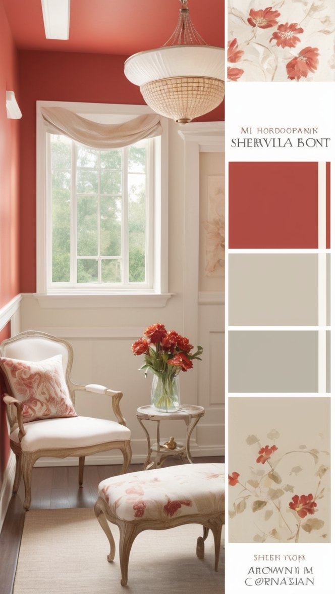 red paint color, scarlet hue, crimson shade, burgundy tint, ruby tint