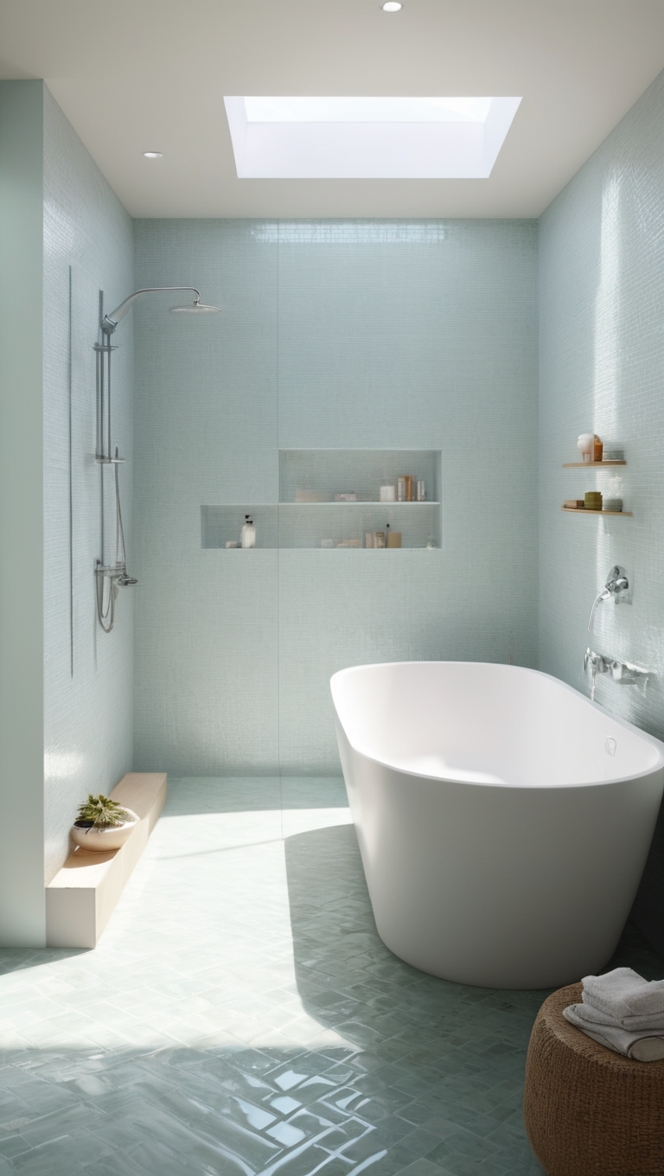 large format tiles, luxury bathroom tiles, porcelain bathroom tiles, oversized tiles, high-end bathroom tiles