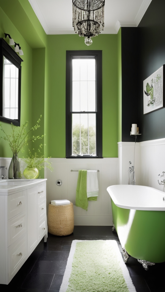 bathroom renovation, green bathroom ideas, modern bathroom design, luxury bathroom accessories, black and white bathroom decor