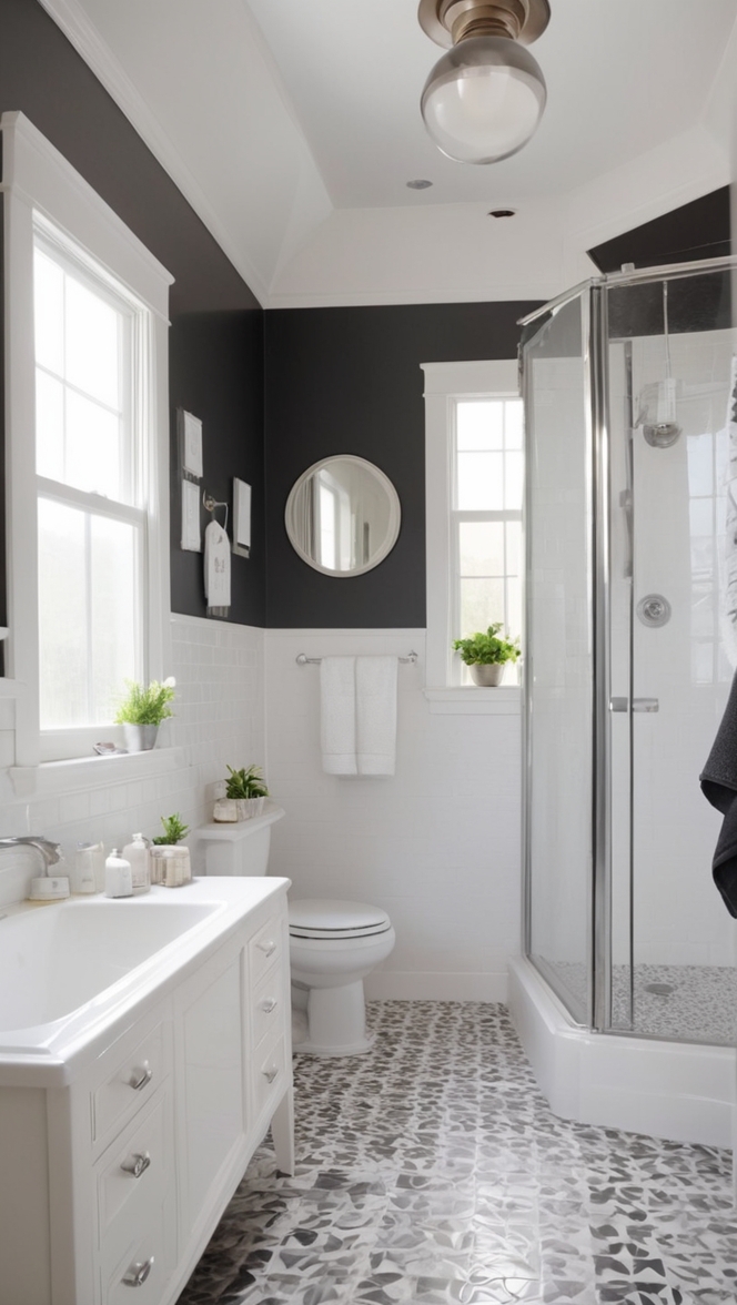 black and white floor tiles, black and white wall tiles, monochrome bathroom tiles, classic bathroom tiles, retro tiles