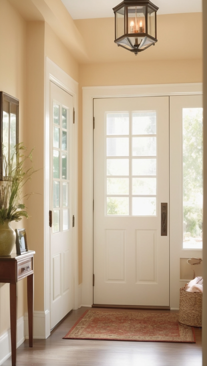 cozy home decor, entrance rug, entryway furniture, front porch makeover, inviting entryway