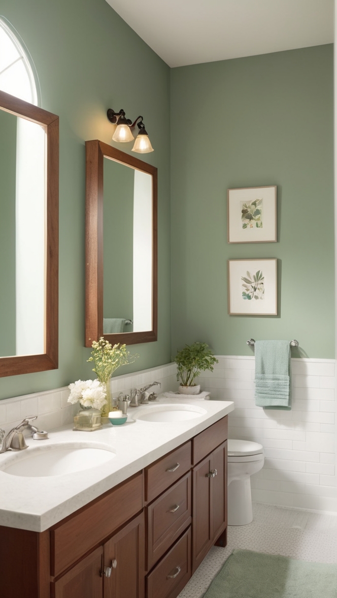 green bathroom decor, bathroom renovation ideas, luxurious bathroom accessories, modern bathroom design, stylish bathroom tiles