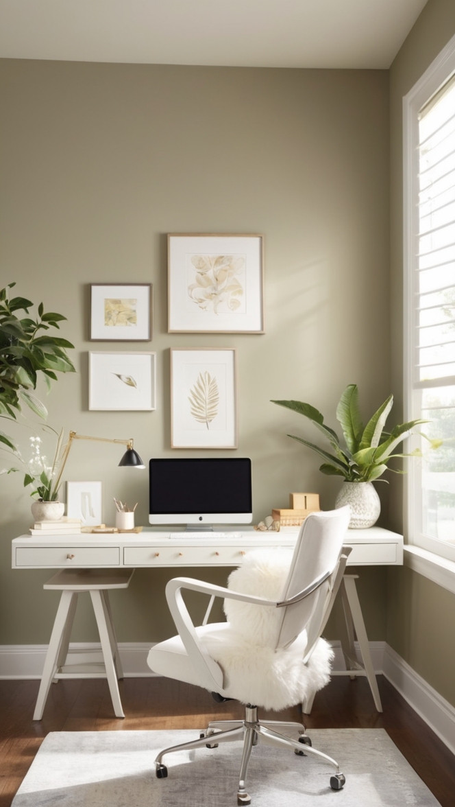 home office furniture, office desk, ergonomic chair, computer monitor, wireless keyboard