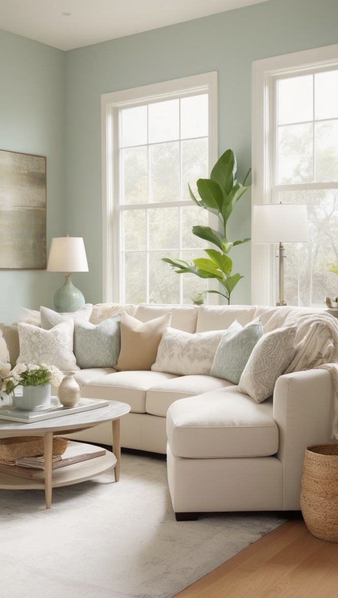 small living room, minimalist design, space-saving furniture, modern decor, compact living