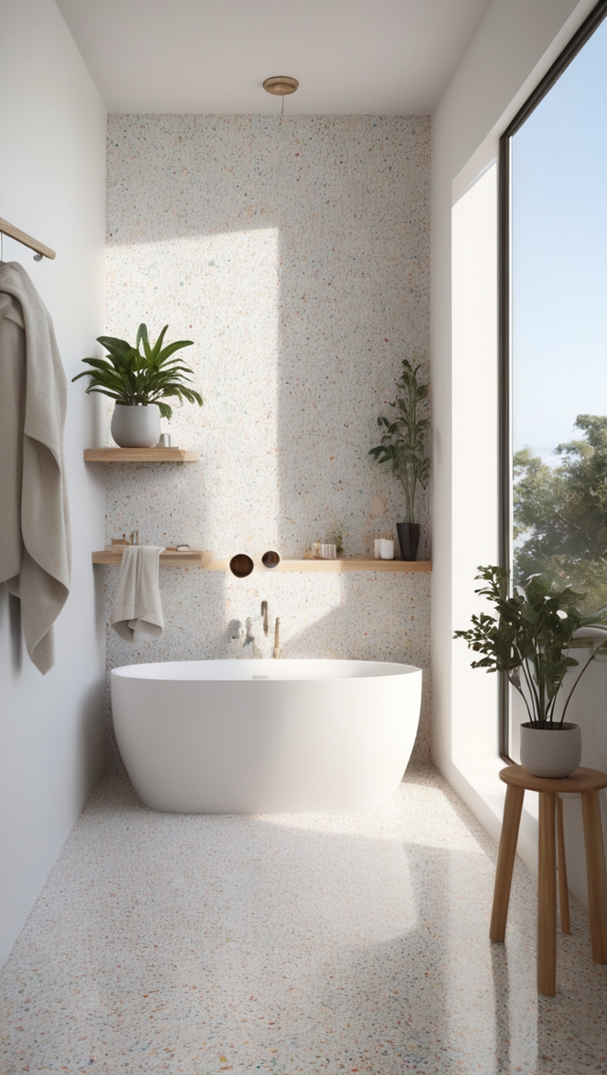 terrazzo bathroom tiles, terrazzo floor bathroom, bathroom terrazzo, terrazzo tile floor, terrazzo bathroom ideas