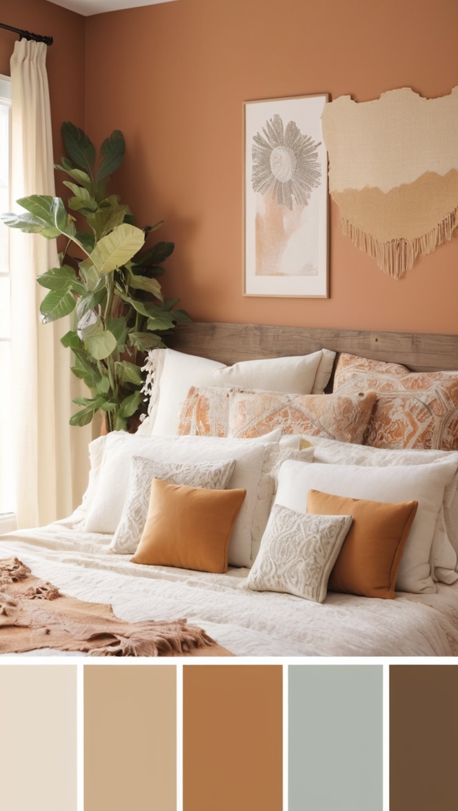 bohemian decor, cozy bedroom furniture, rustic bedding, eclectic home design, natural fibers