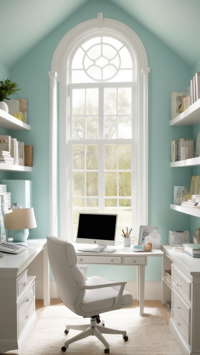 home office desk, ergonomic office chair, dual monitor setup, wireless keyboard, standing desk