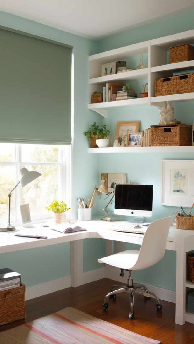 home office design, small home office decor, space-saving office furniture, home office organization, compact desk solutions