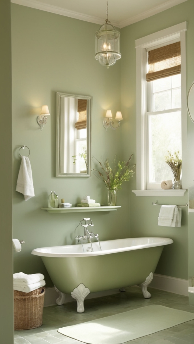 sage green tile, sage green walls, sage green decor, sage green paint, sage green accessories