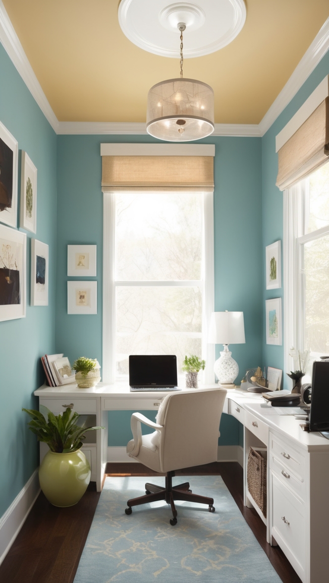 small home office design, home office furniture, workspace organization, office storage solutions, shared home office