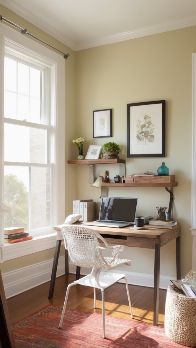 small home office decor, home office design ideas, guest room office, small office space, home office furniture