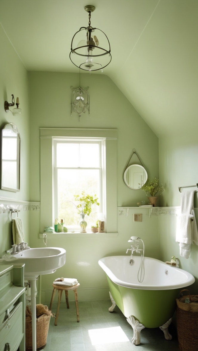 vintage bathroom remodel, green bathroom ideas, antique bathroom fixtures, retro bathroom design, old world bathroom décor