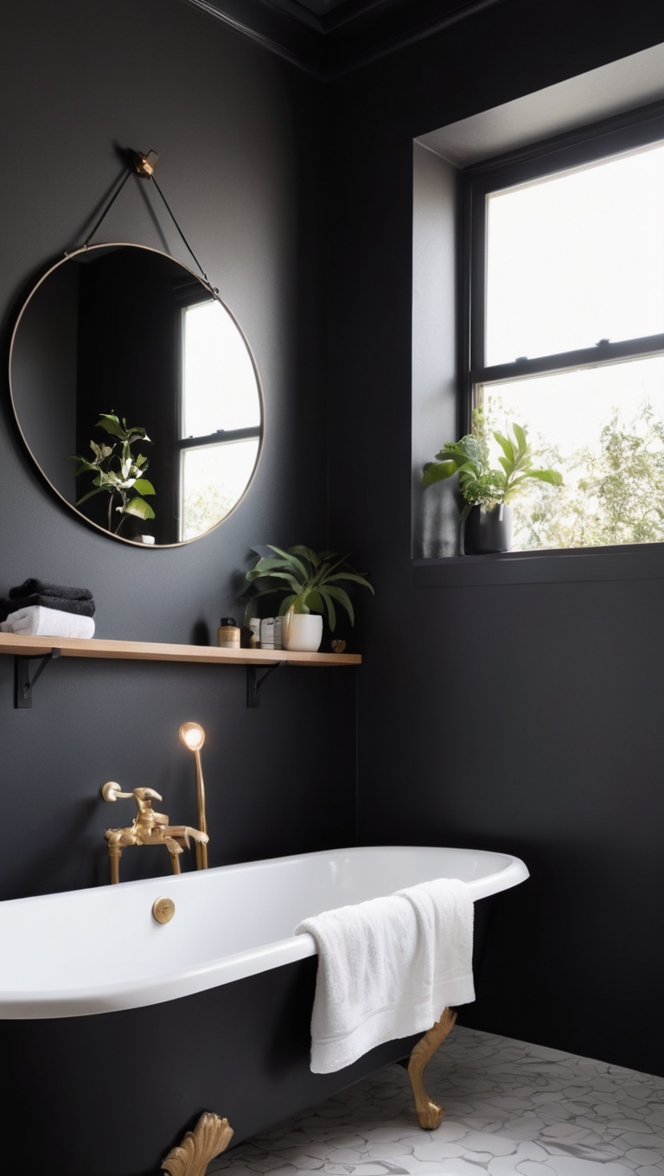 black bathroom decor, luxury black bathroom, modern black bathroom, black bathroom design, black bathroom tiles