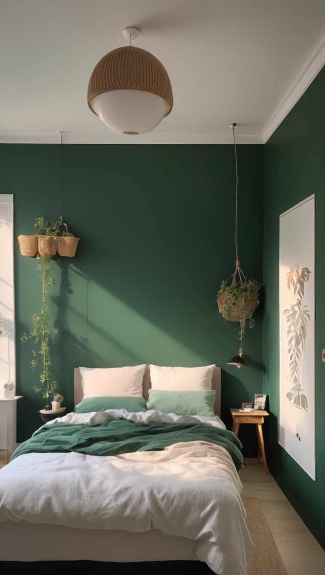 dark green bedroom decor, elegant bedroom design, luxury bedroom inspiration, cozy bedroom ideas, stylish bedroom furniture