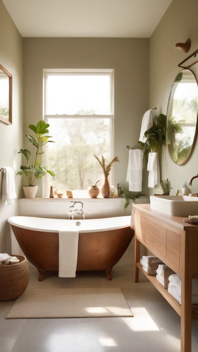 natural bathroom decor, organic bathroom design, eco-friendly bathroom products, sustainable bathroom renovation, green bathroom accessories