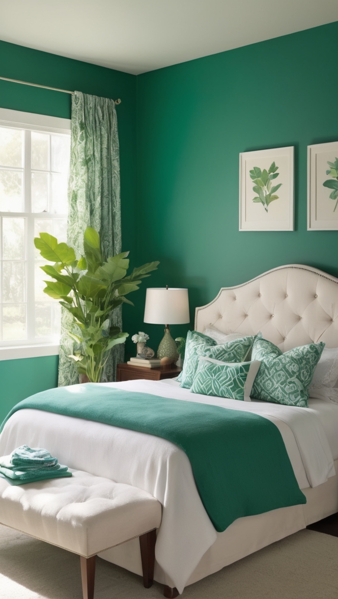 emerald green paint, emerald green decor, emerald green bedding, emerald green curtains, emerald green furniture