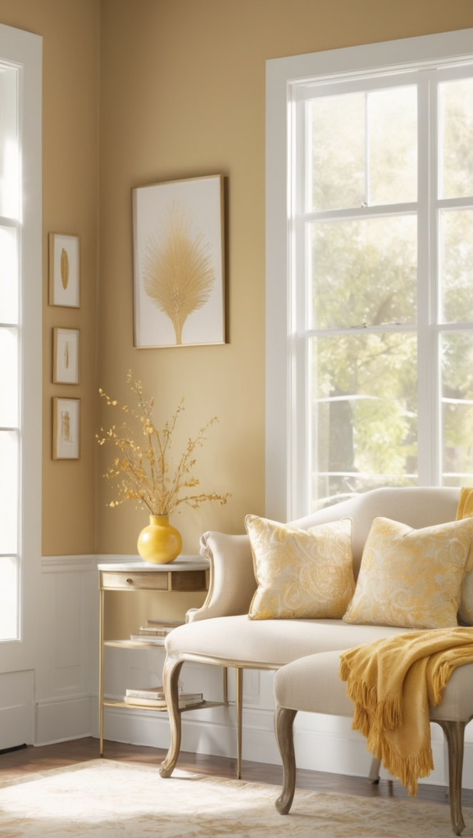 gold paint, metallic gold, gold interior design, gold accent, gold color scheme
