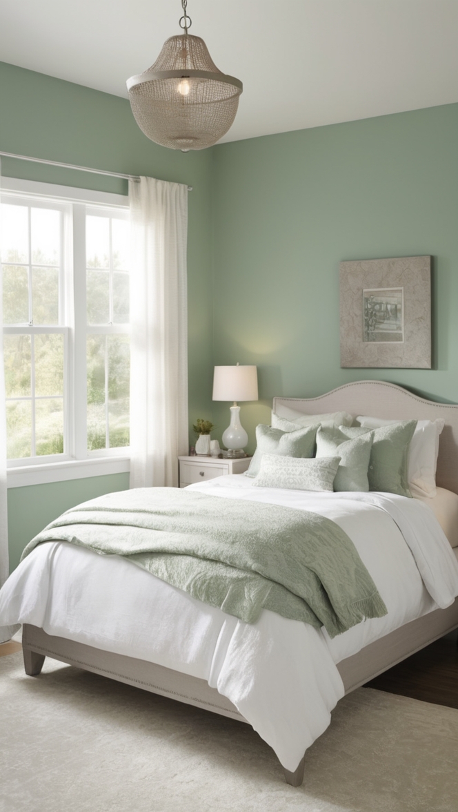 green and grey decor, green grey walls, green and grey bedding, green and grey paint, green and grey furniture
